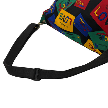 Love Print Nylon Shoulder Bag