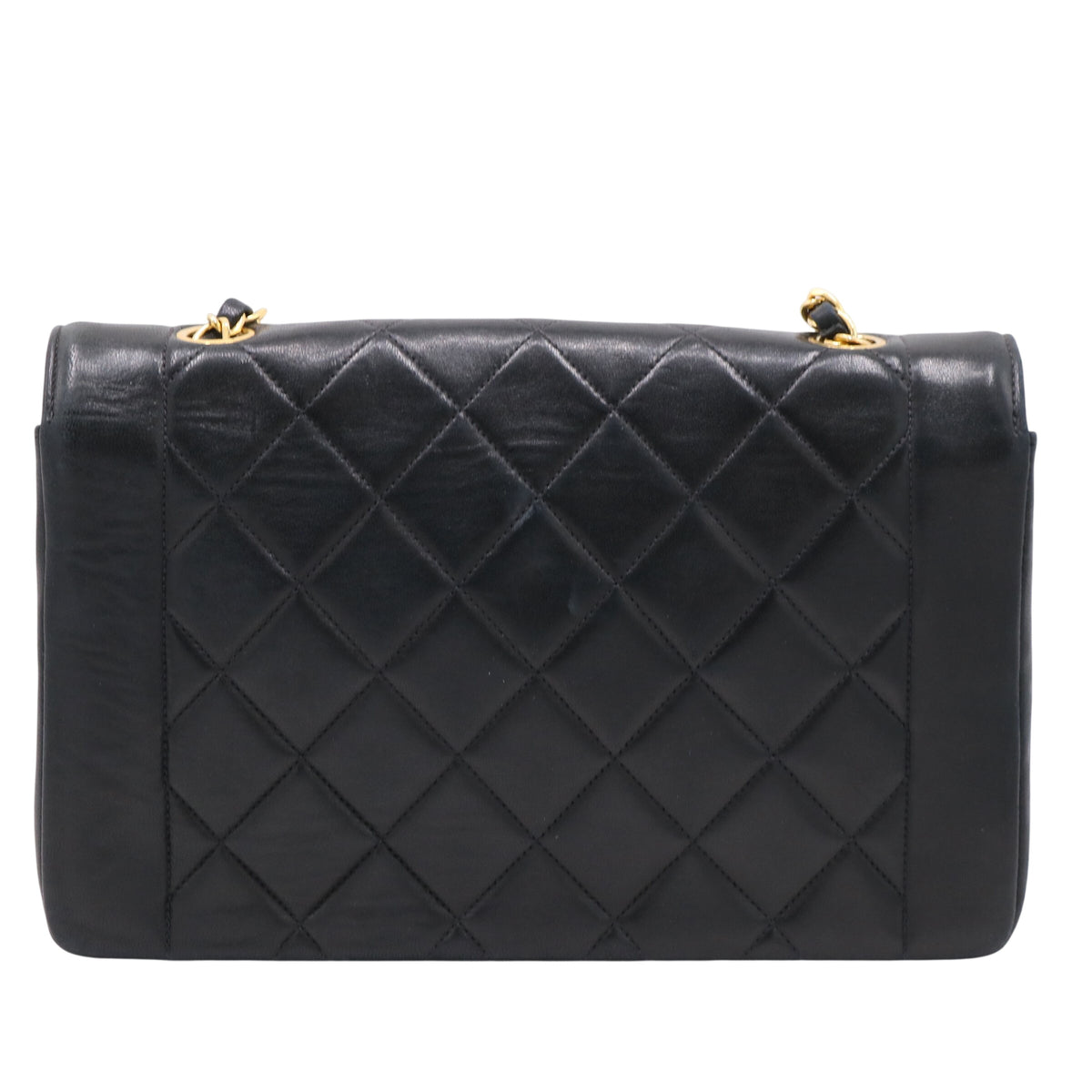 Matelassé Diana Flap Shoulder Bag Black