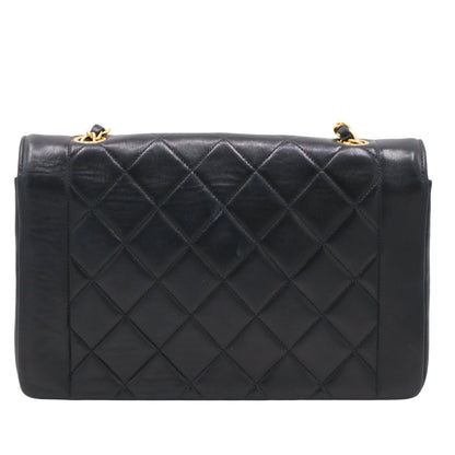 Matelassé Diana Flap Shoulder Bag Black