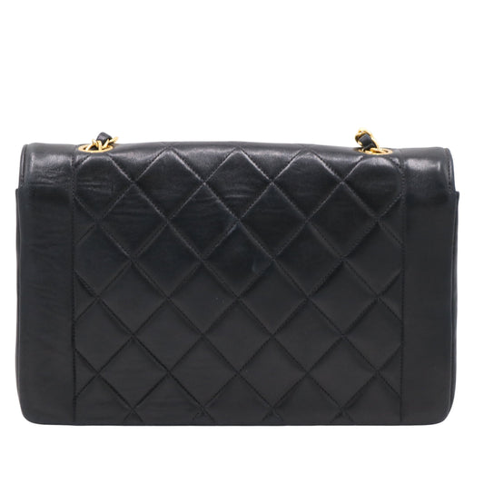 Matelassé Diana Flap Shoulder Bag Black