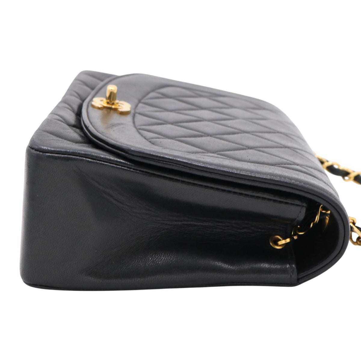 Matelassé Diana Flap Shoulder Bag Black