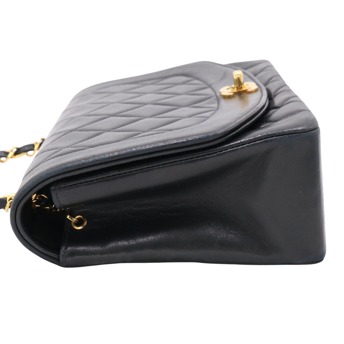 Matelassé Diana Flap Shoulder Bag Black