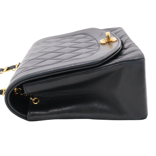 Matelassé Diana Flap Shoulder Bag Black