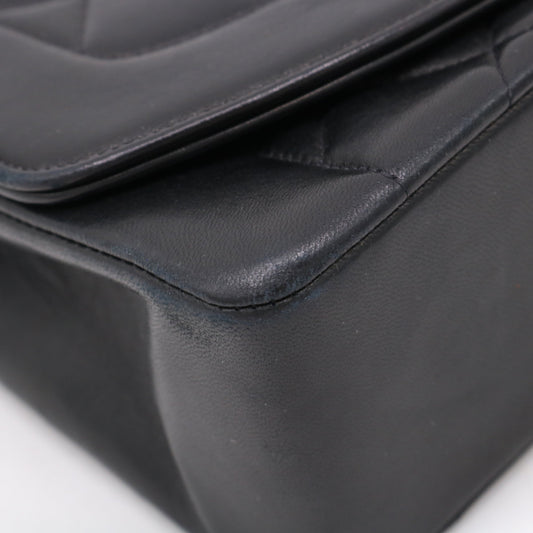 Matelassé Diana Flap Shoulder Bag Black