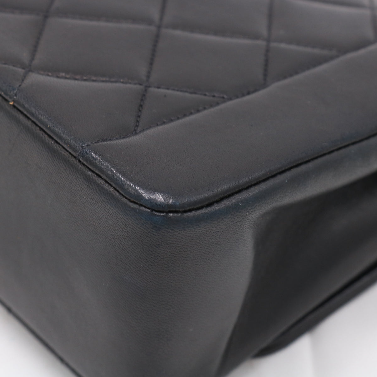 Matelassé Diana Flap Shoulder Bag Black