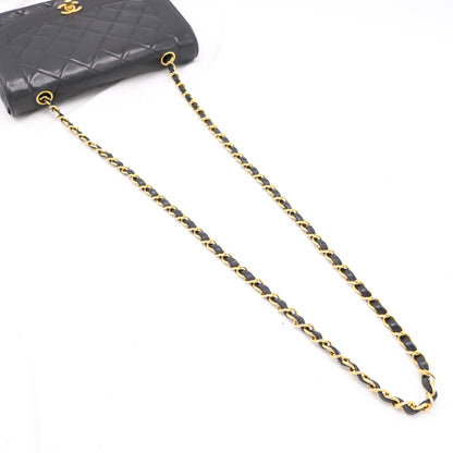 Matelassé Diana Flap Shoulder Bag Black