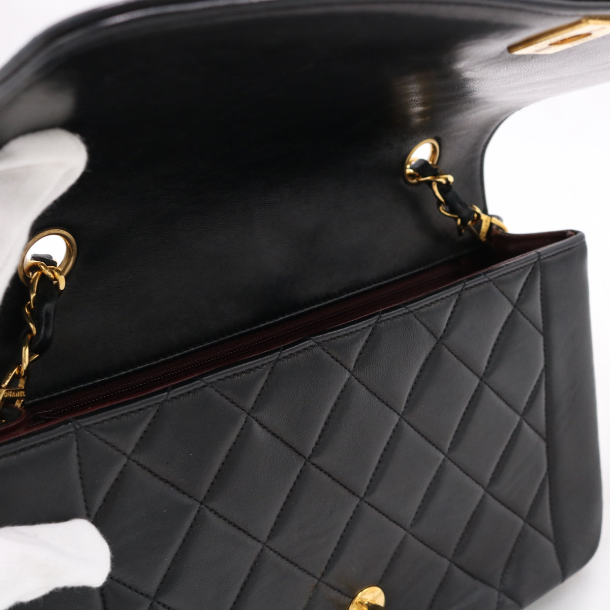 Matelassé Diana Flap Shoulder Bag Black