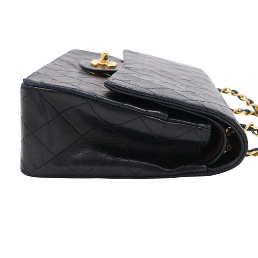 Matelasse Double Flap Chain Shoulder Bag Black