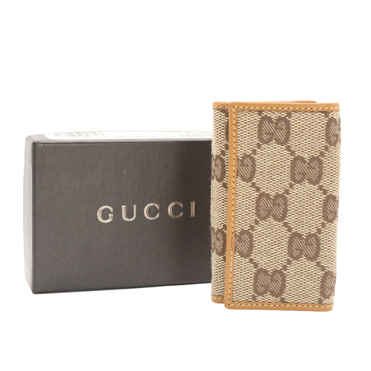 GG Canvas Key Case Keyring Brown