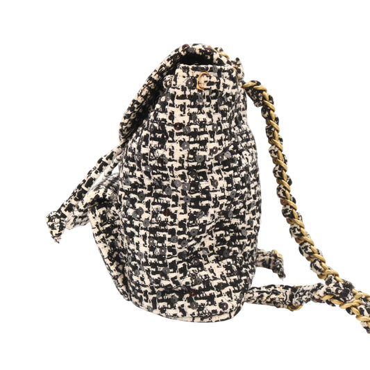 Double Turn Lock Mini Backpack White