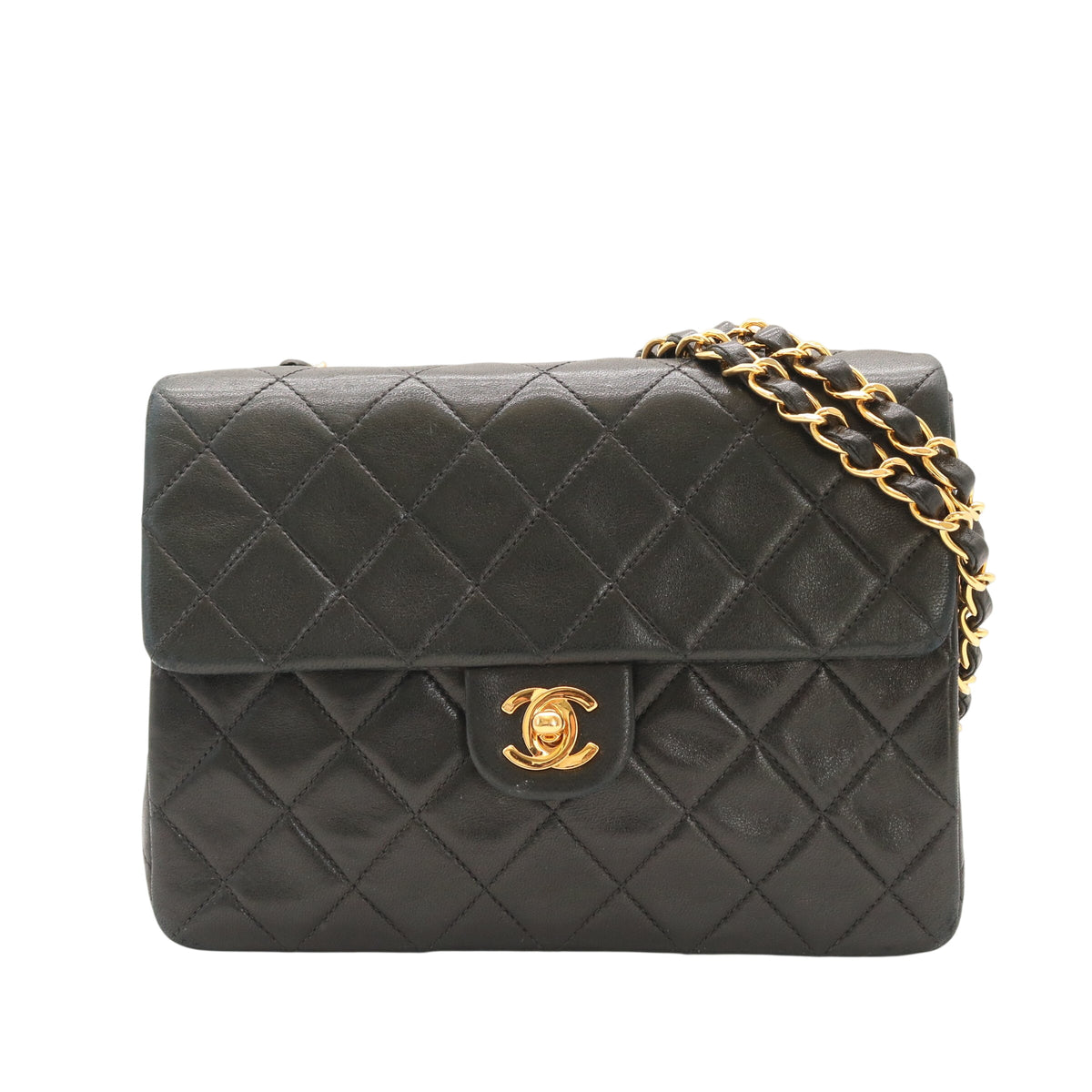Single Flap Chain Shoulder Bag Black