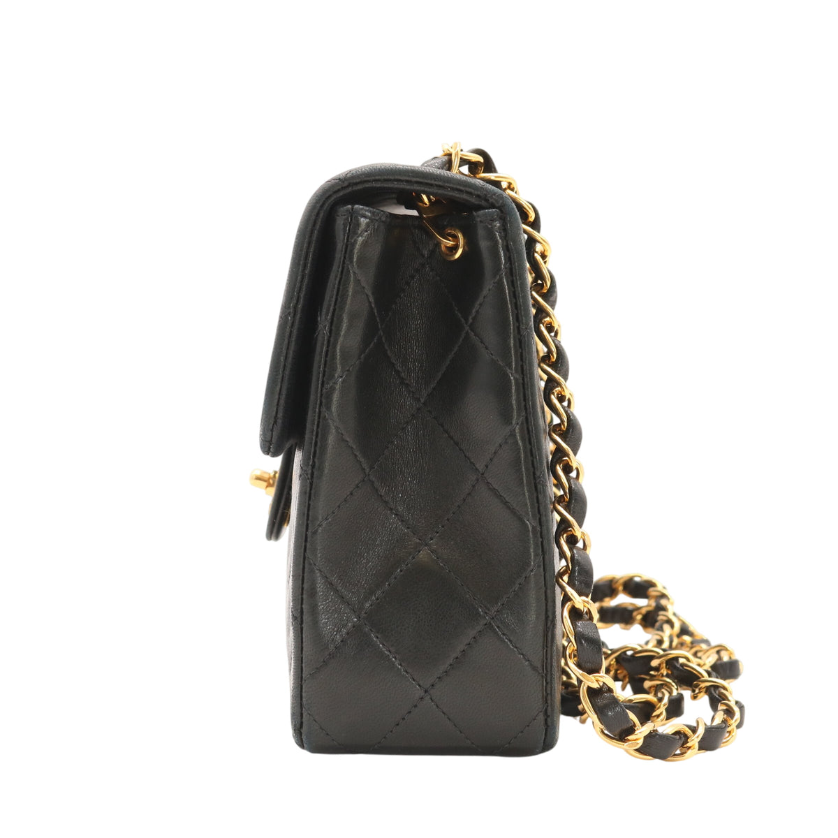Single Flap Chain Shoulder Bag Black