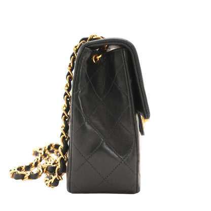 Single Flap Chain Shoulder Bag Black