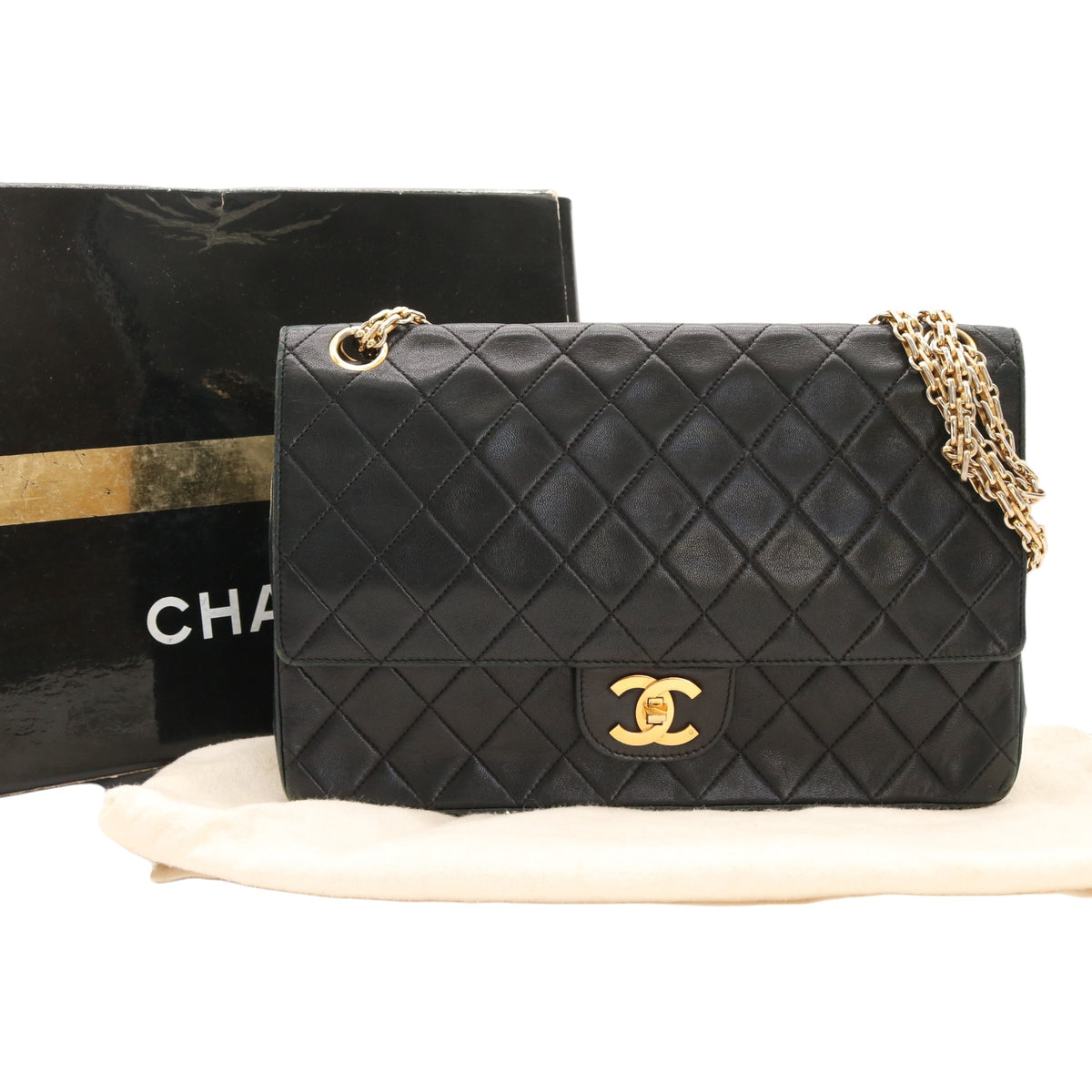Matelasse W Chain Shoulder Bag Black