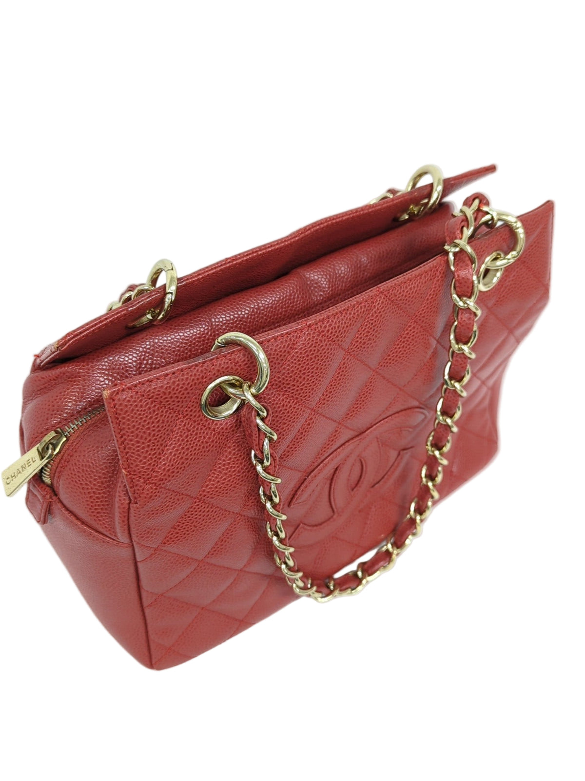 CHANEL マトラッセ チェーントートバッグ レッド