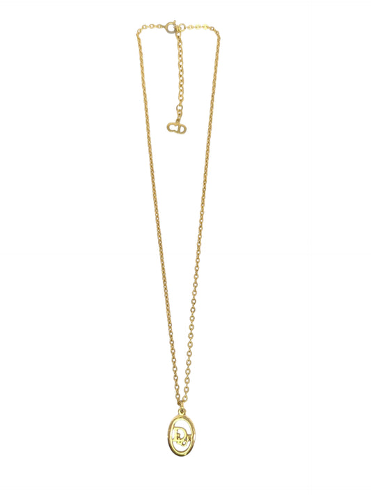 Dior Gold-Tone Oval Logo Necklace