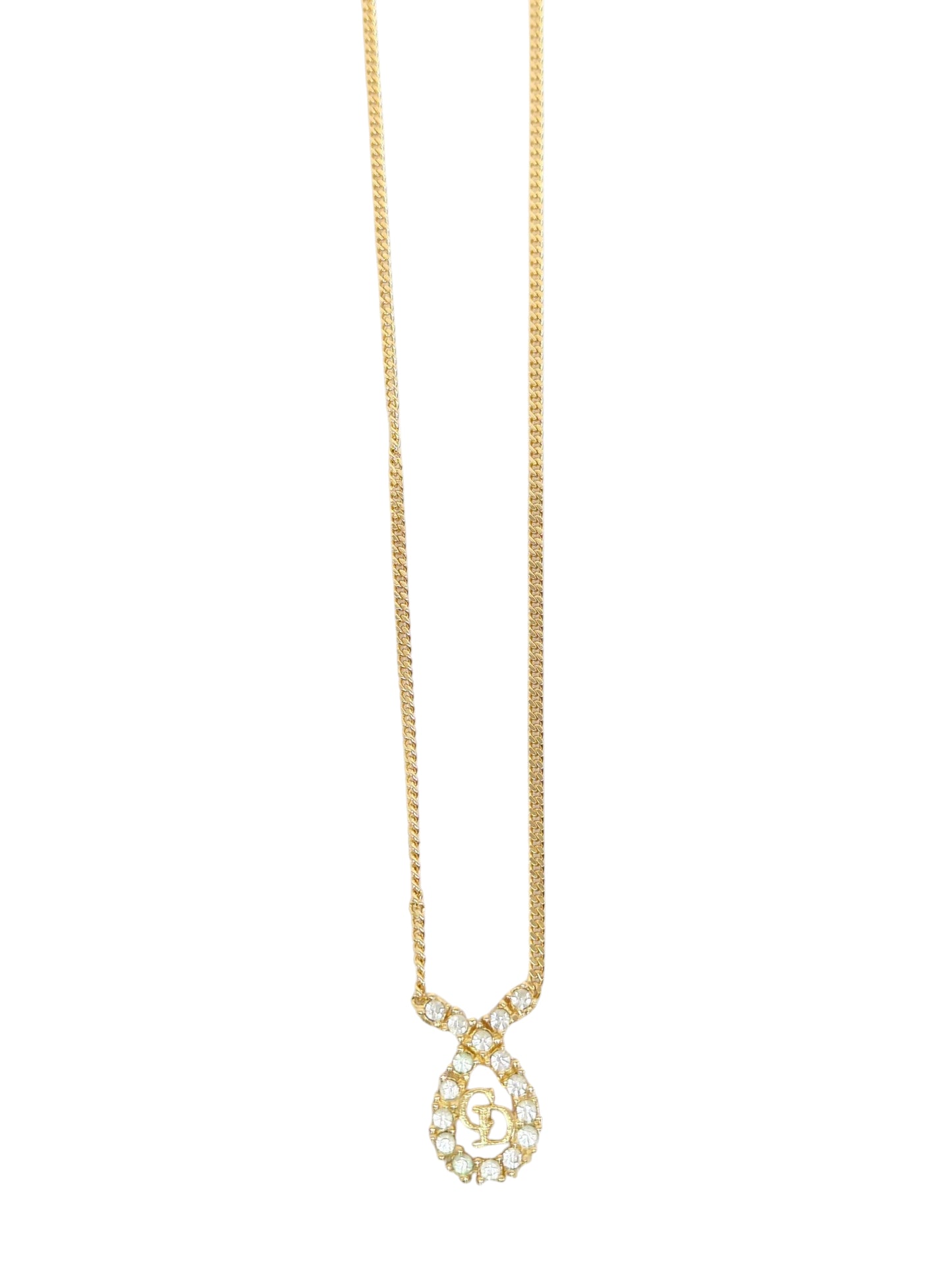 Dior GP×ラインストーン ゴールド ネックレス