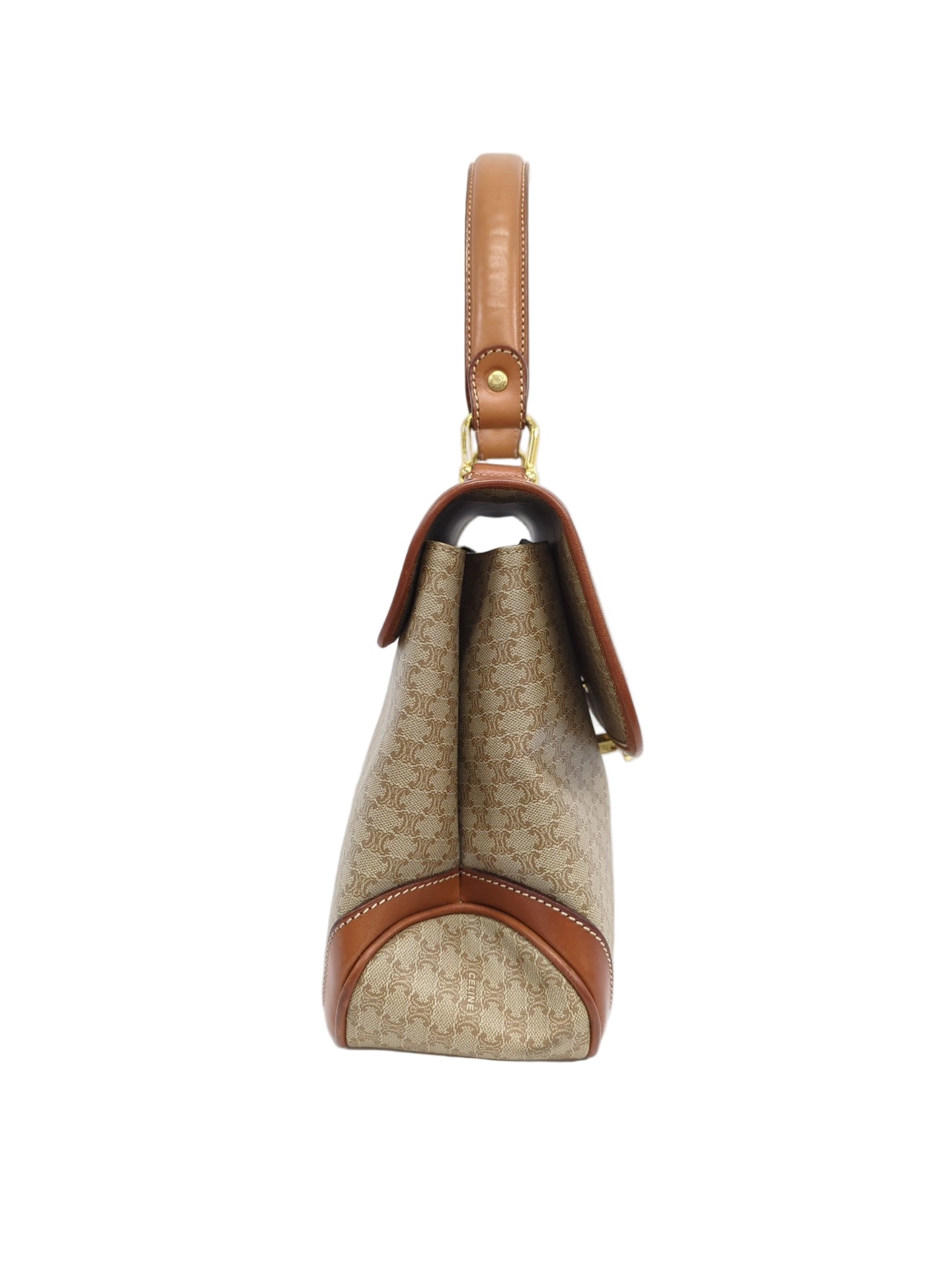 CELINE マカダム トップハンドル ハンドバッグ