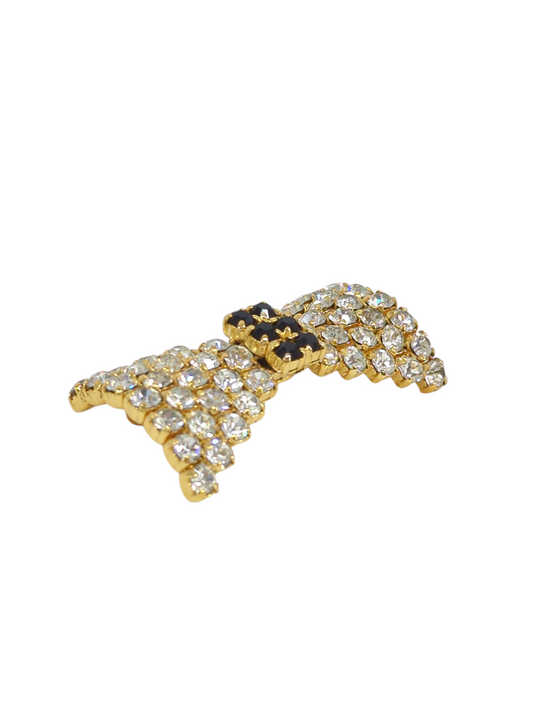 CELINE Ribbon-Shaped Rhinestone Brooch