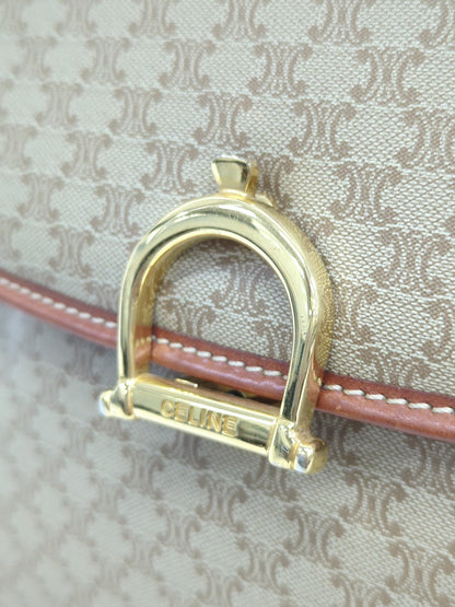 CELINE マカダム トップハンドル ハンドバッグ