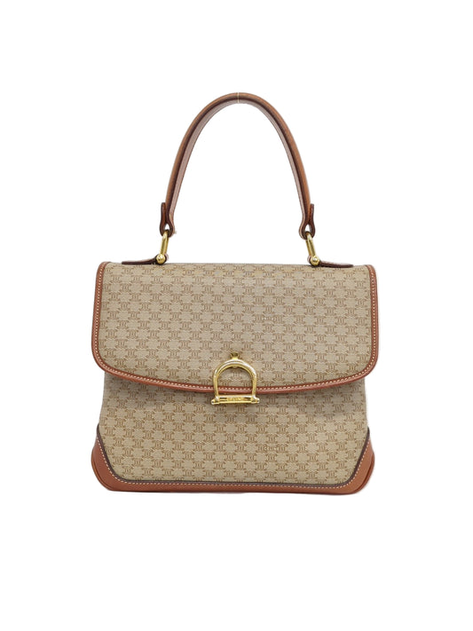 CELINE マカダム トップハンドル ハンドバッグ