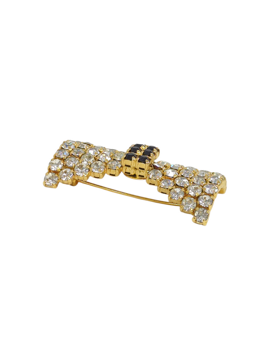 CELINE Ribbon-Shaped Rhinestone Brooch