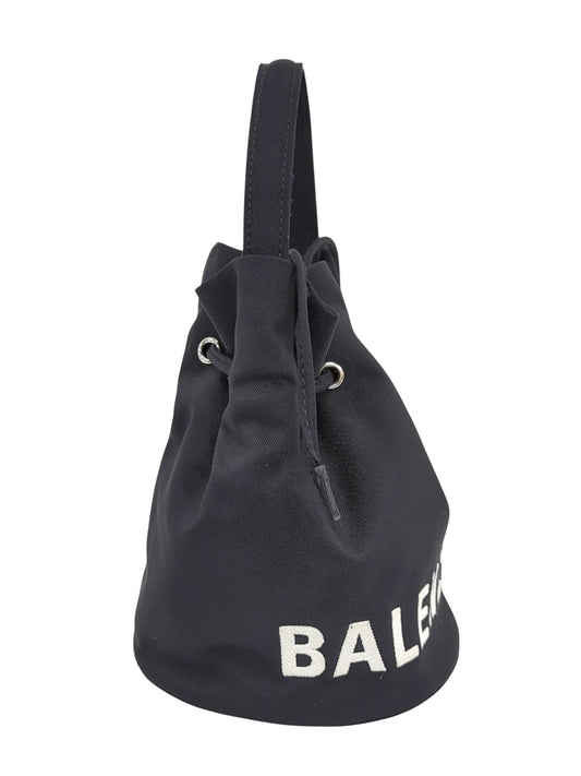BALENCIAGA Black Drawstring Bucket Bag