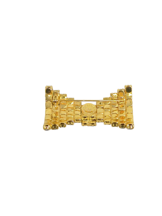 CELINE Ribbon-Shaped Rhinestone Brooch