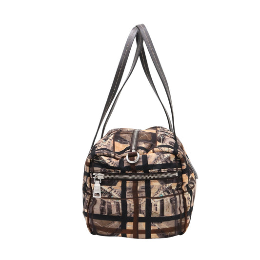 Logo Plate Handbag Satchel/Top Handle Bag Brown