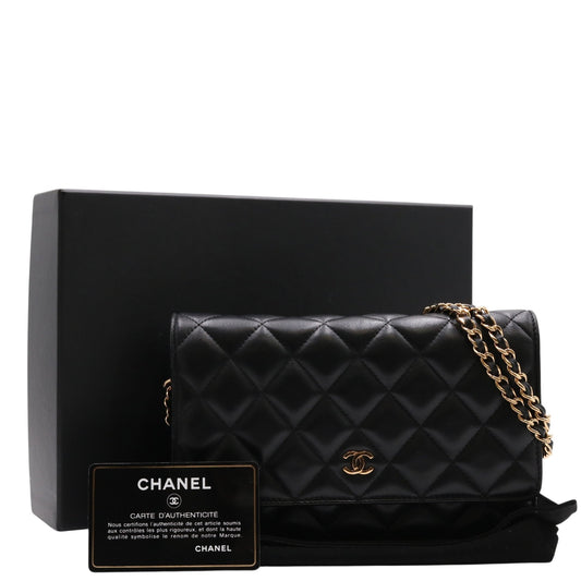 Matelasse Chain Wallet Shoulder Bag Black