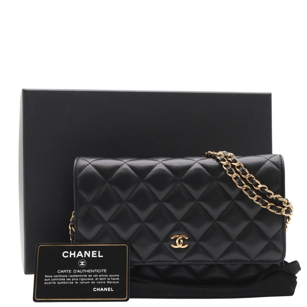 Matelasse Chain Shoulder Bag Black