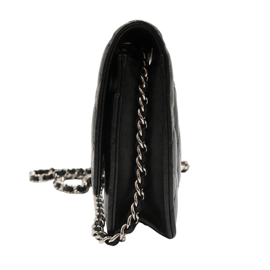 Matelasse Chain Wallet Shoulder Bag Black