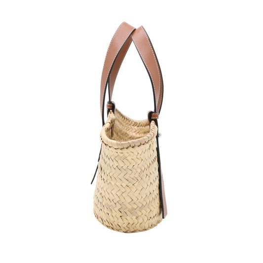 Anagram Basket Small Raffia x Leather Beige x Brown