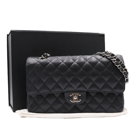 Matelasse Double Flap Chain Shoulder Bag Black