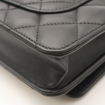 Matelasse Chain Shoulder Bag Black