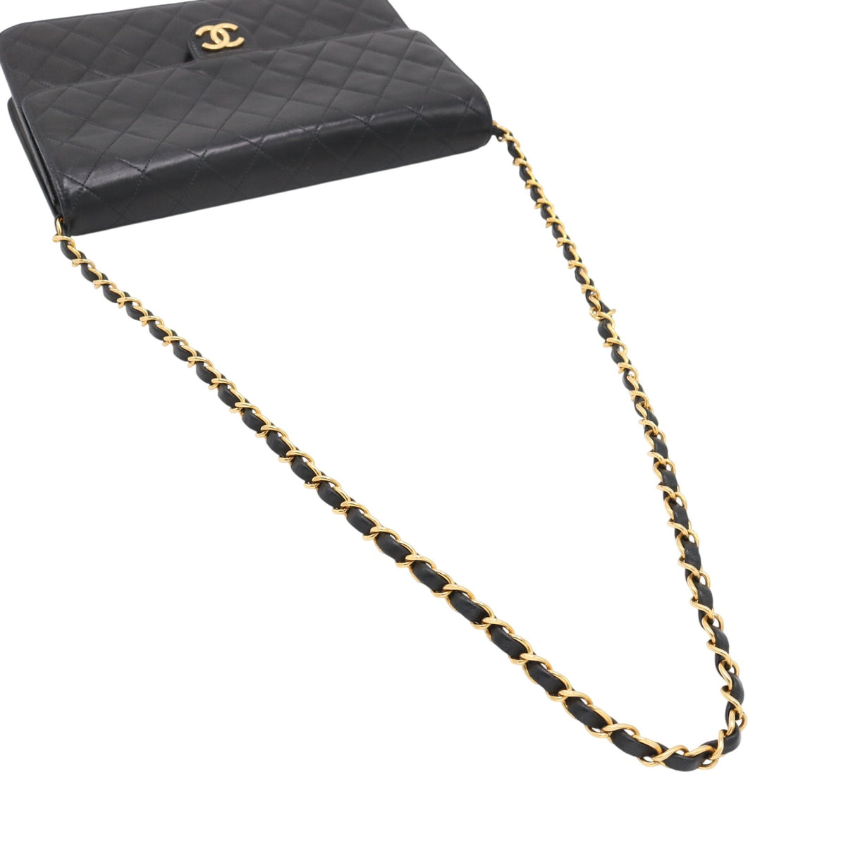 Matelasse Push Lock Chain Shoulder Bag Black