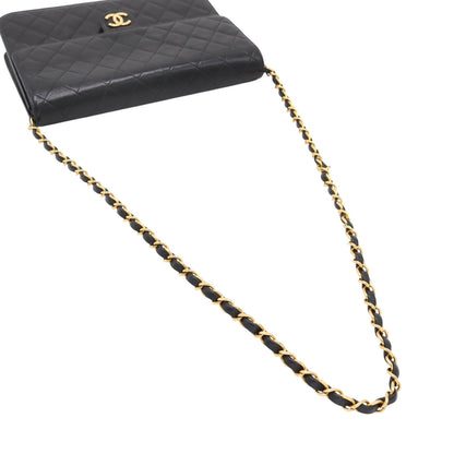 Matelasse Push Lock Chain Shoulder Bag Black