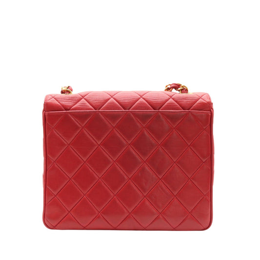 Matelasse Deka Chain Shoulder Shoulder Bag Red