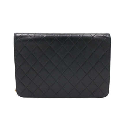 Matelasse Push Lock Chain Shoulder Bag Black
