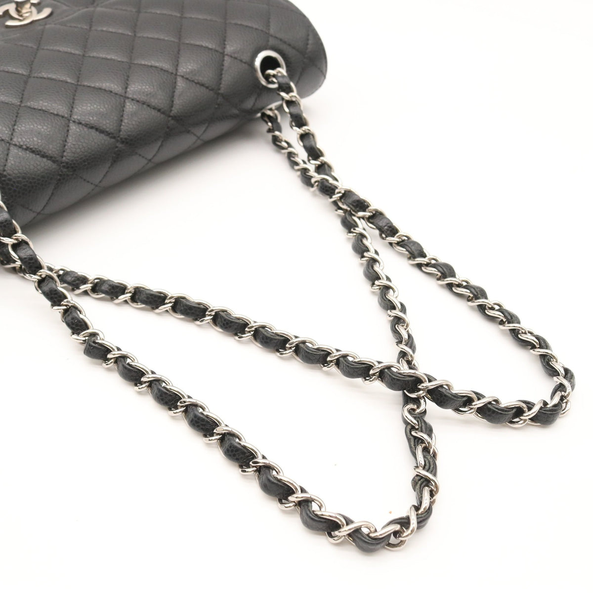 Matelasse Double Flap Chain Shoulder Bag Black