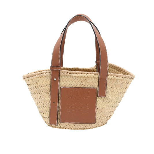 Anagram Basket Small Raffia x Leather Beige x Brown