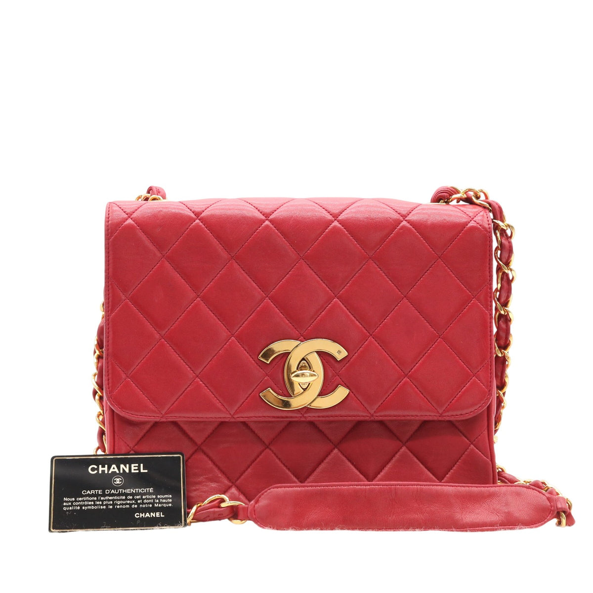 Matelasse Deka Chain Shoulder Shoulder Bag Red