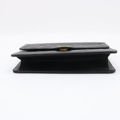 Matelasse Push Lock Chain Shoulder Bag Black