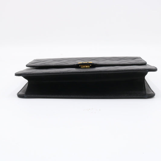 Matelasse Push Lock Chain Shoulder Bag Black