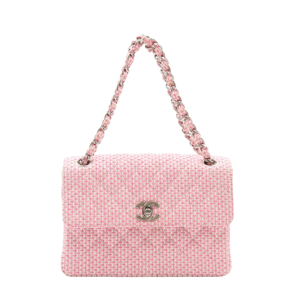 Matelasse Single Flap Double Chain Bag Shoulder Bag Pink