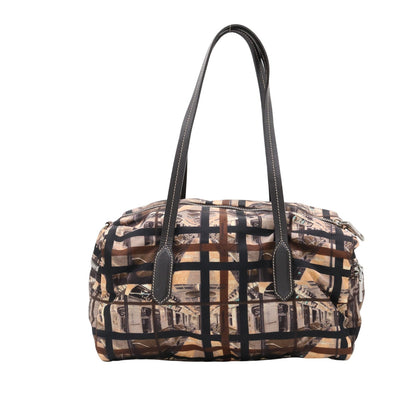 Logo Plate Handbag Satchel/Top Handle Bag Brown