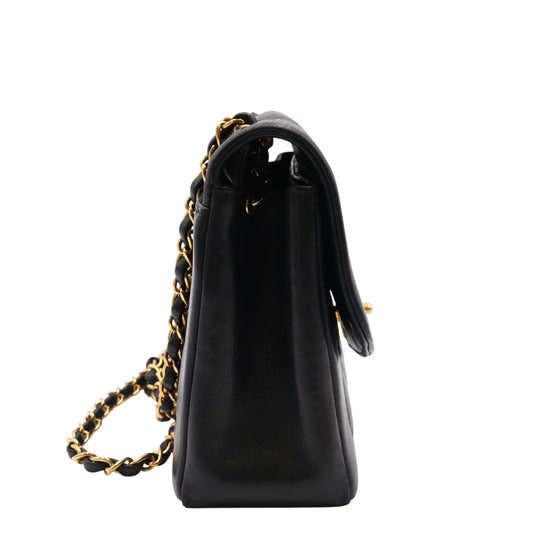Matelasse Single Flap Chain Shoulder Bag Black
