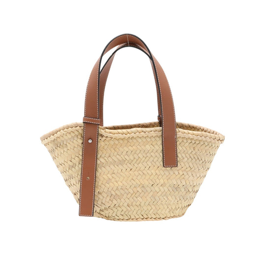 Anagram Basket Small Raffia x Leather Beige x Brown