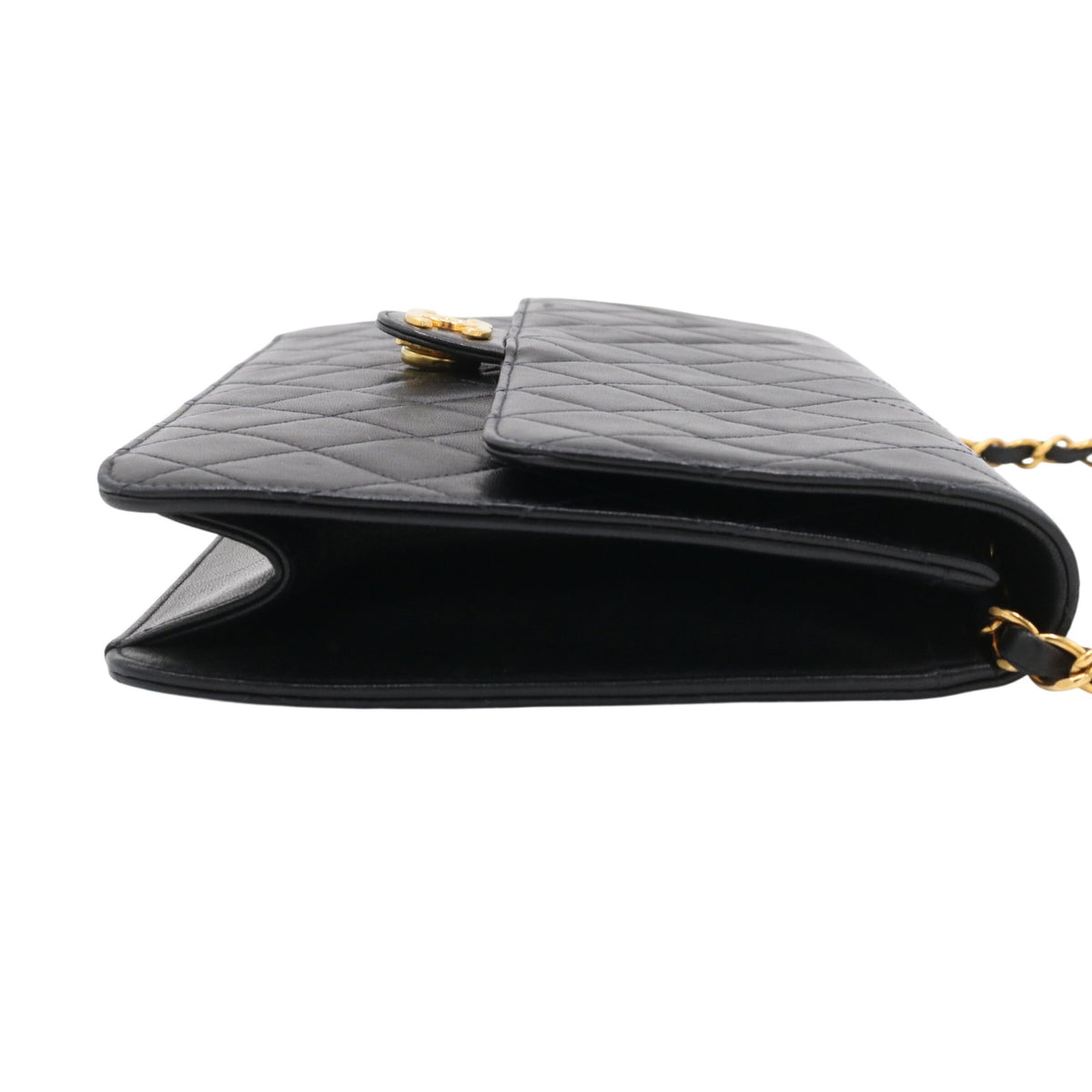 Matelasse Push Lock Chain Shoulder Bag Black
