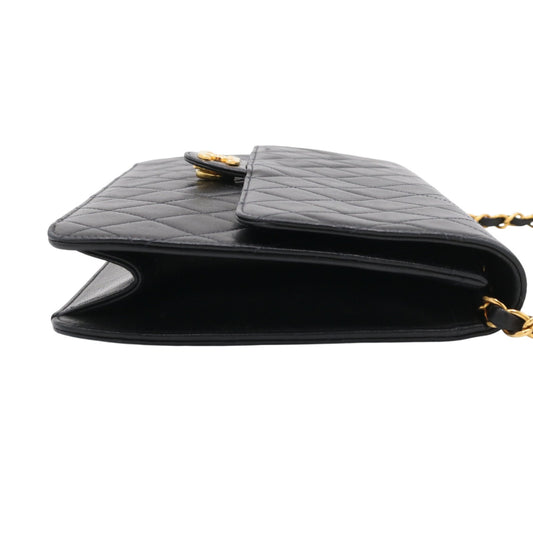 Matelasse Push Lock Chain Shoulder Bag Black
